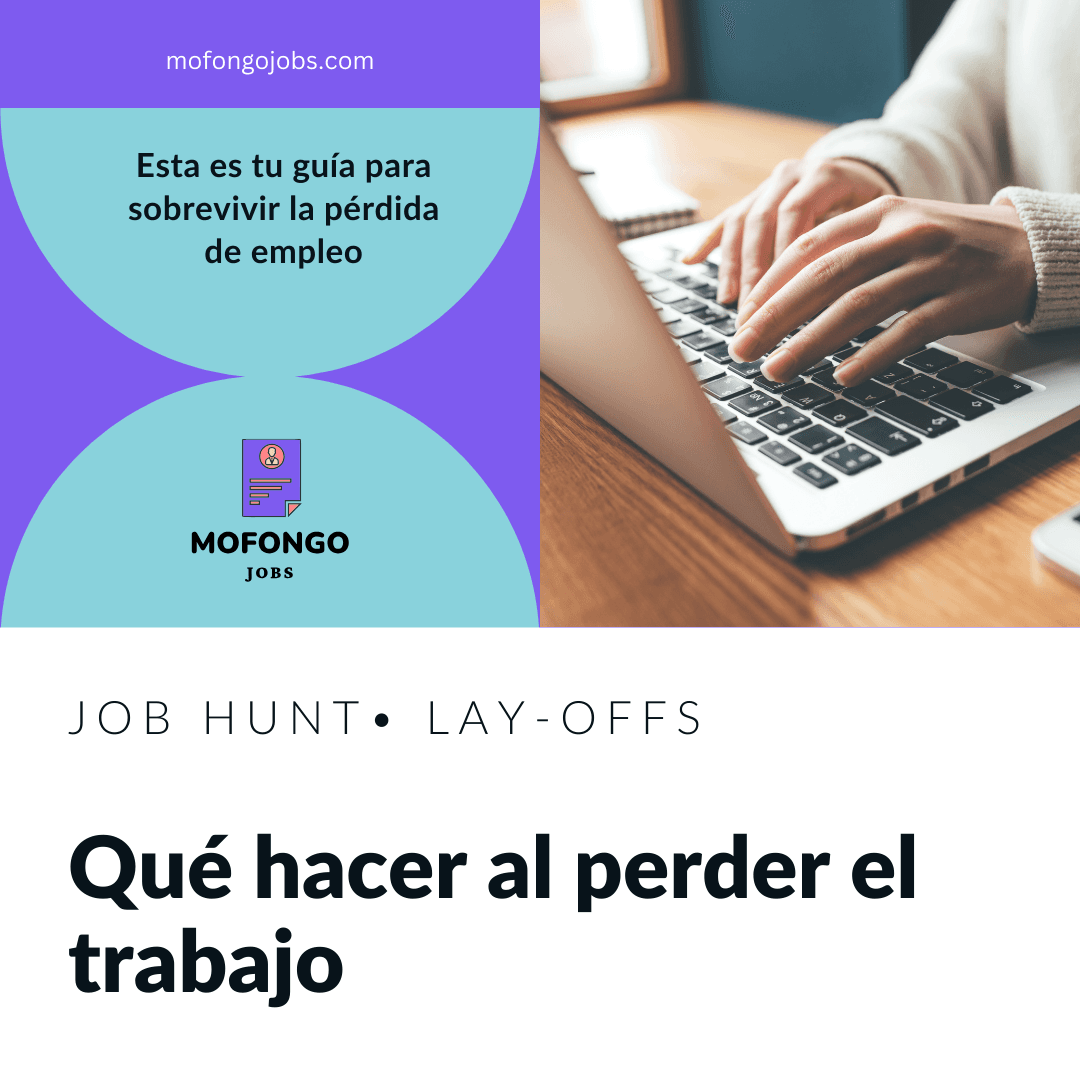 Imagen de alguien en la laptop con el título Qué hacer al perder el trabajo y el subtítulo Esta es tu guía para sobrevivir la pérdida de empleo. Imagen de alguien en la laptop con el título Qué hacer al perder el trabajo y el subtítulo Esta es tu guía para sobrevivir la pérdida de empleo.
